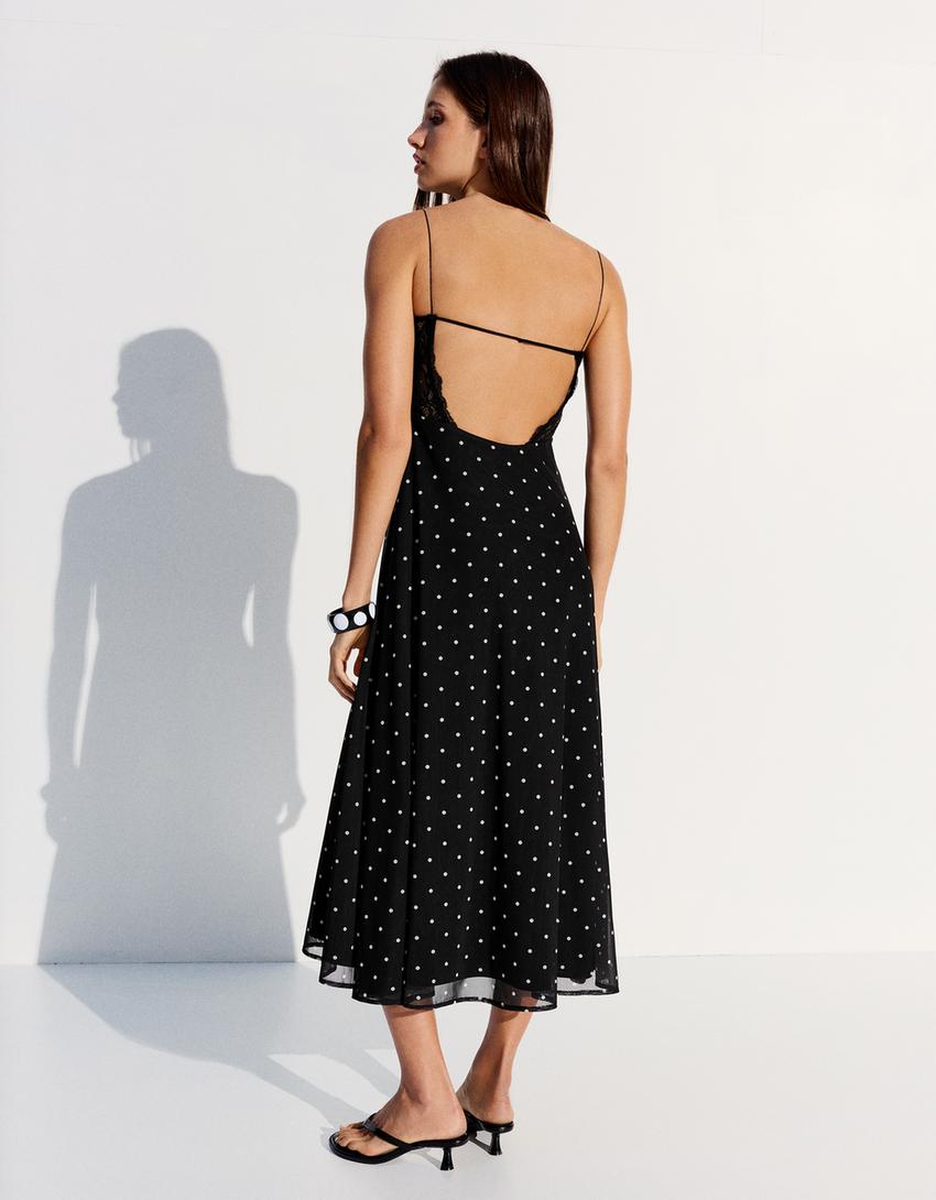 Long tulle strappy dress-Black