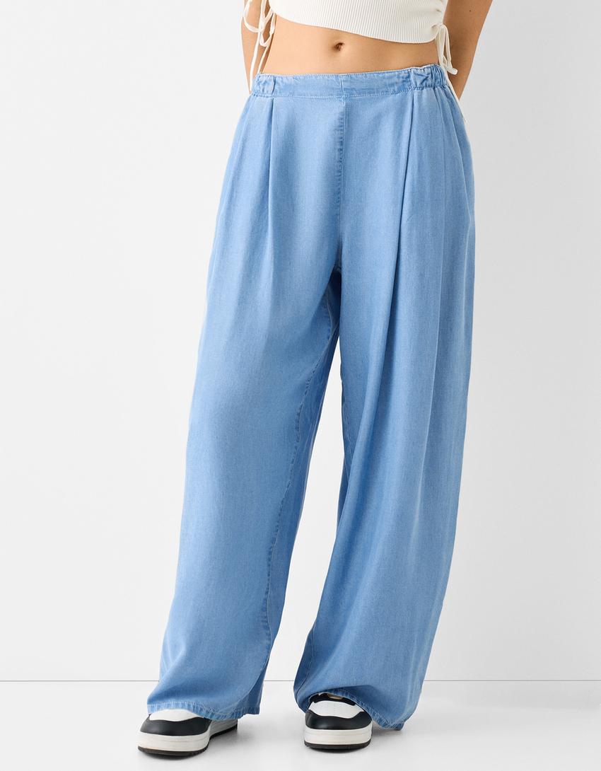 Lyocell culotte jeans-Light blue-1