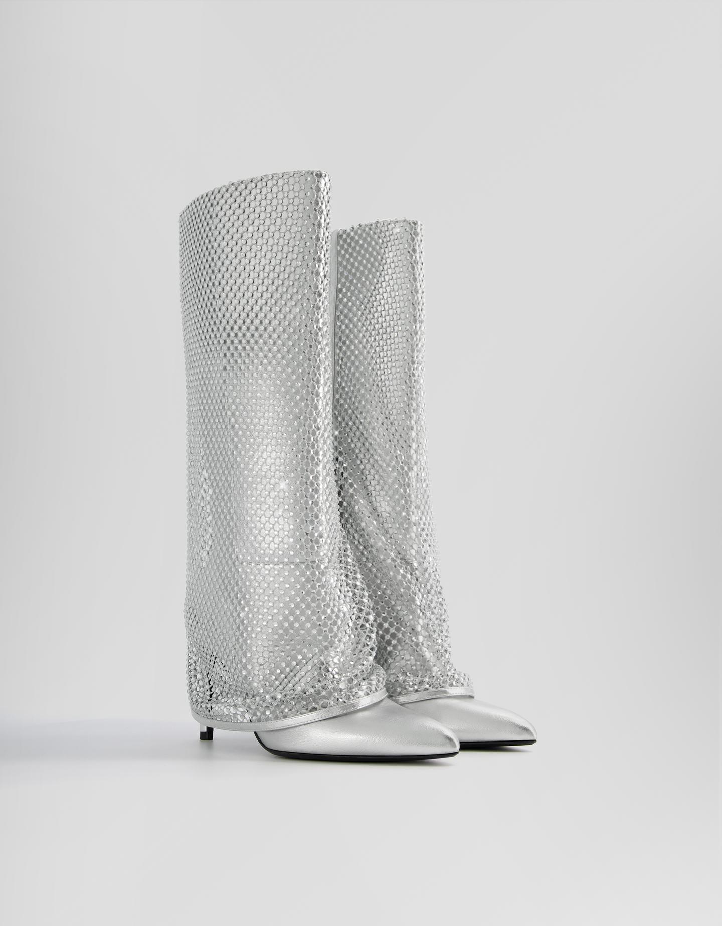 Bershka Glänzende Trouser-Stiefel Mit Stilettoabsatz Damen 40 Silber günstig online kaufen