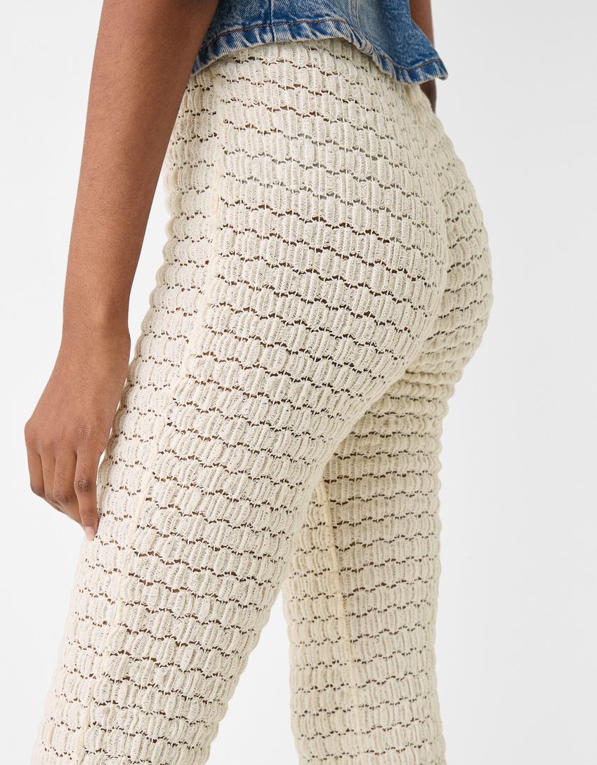 بنطلون flare كروشيه-كريمي-3