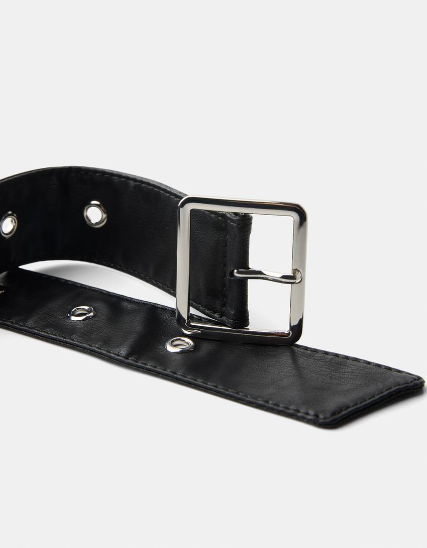 Ceinture extra-longue œillets-Noir-2