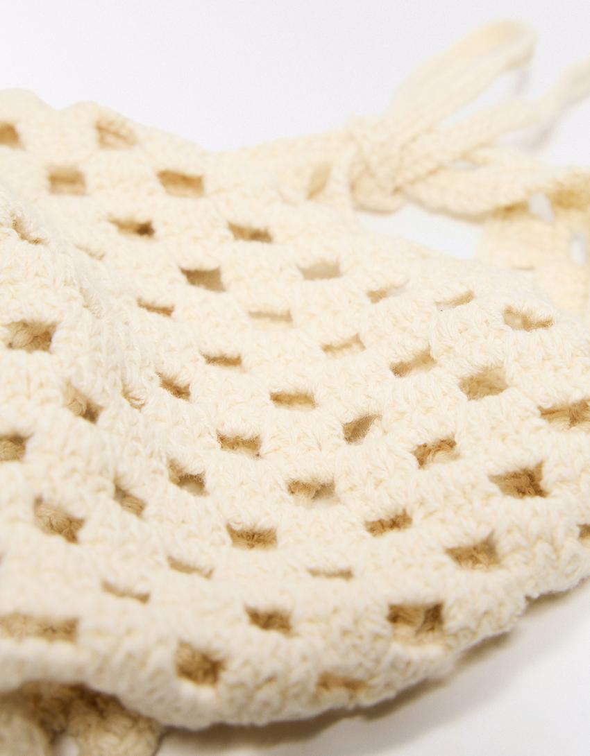 Crochet fur bandana-Cream