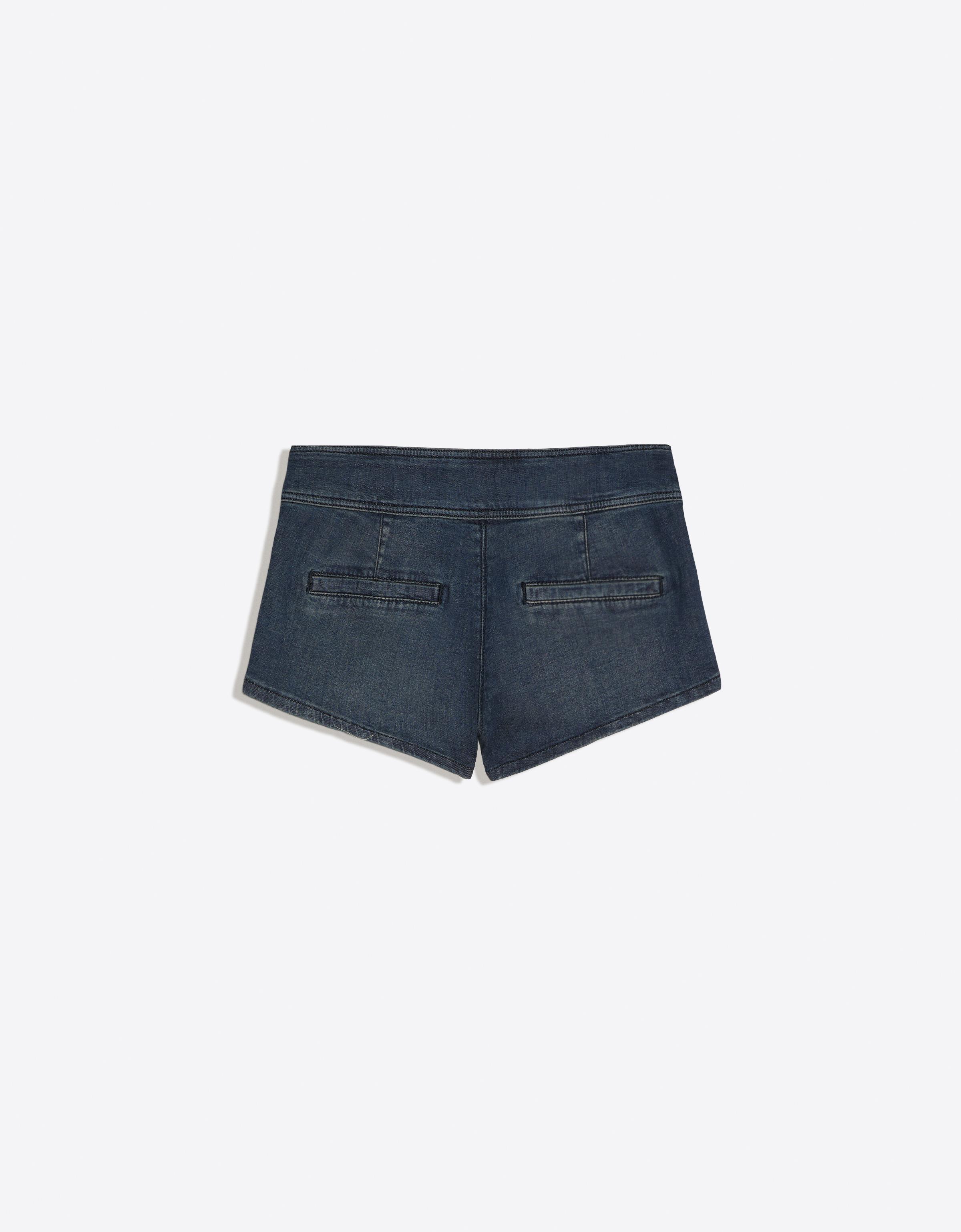 Denim mini shorts with buttons