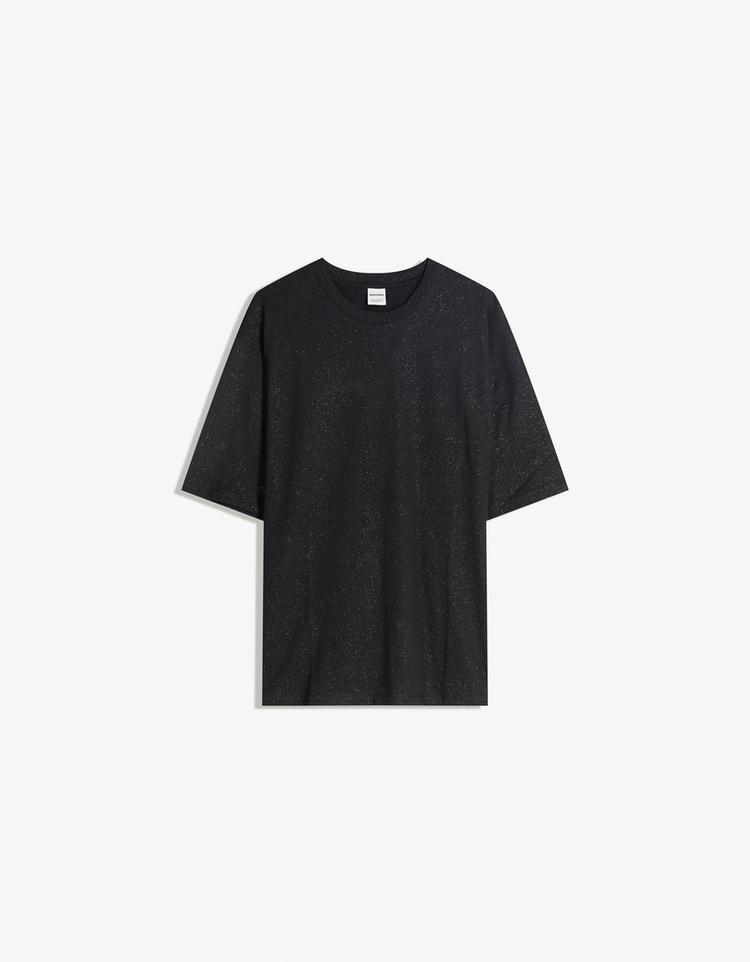 Oversize short sleeve glitter T-shirt