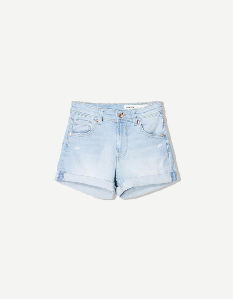 Kıvrık denim şort