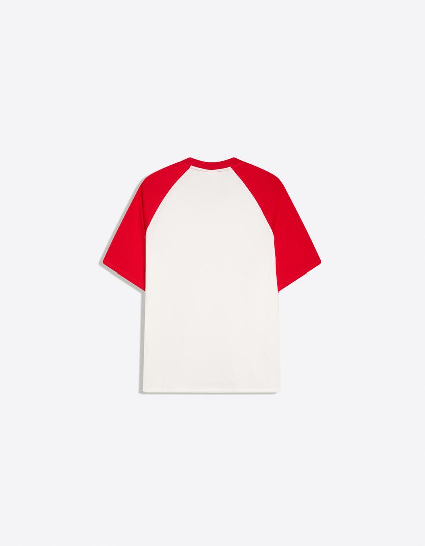 Reglan baskılı tişört-Kırmızı