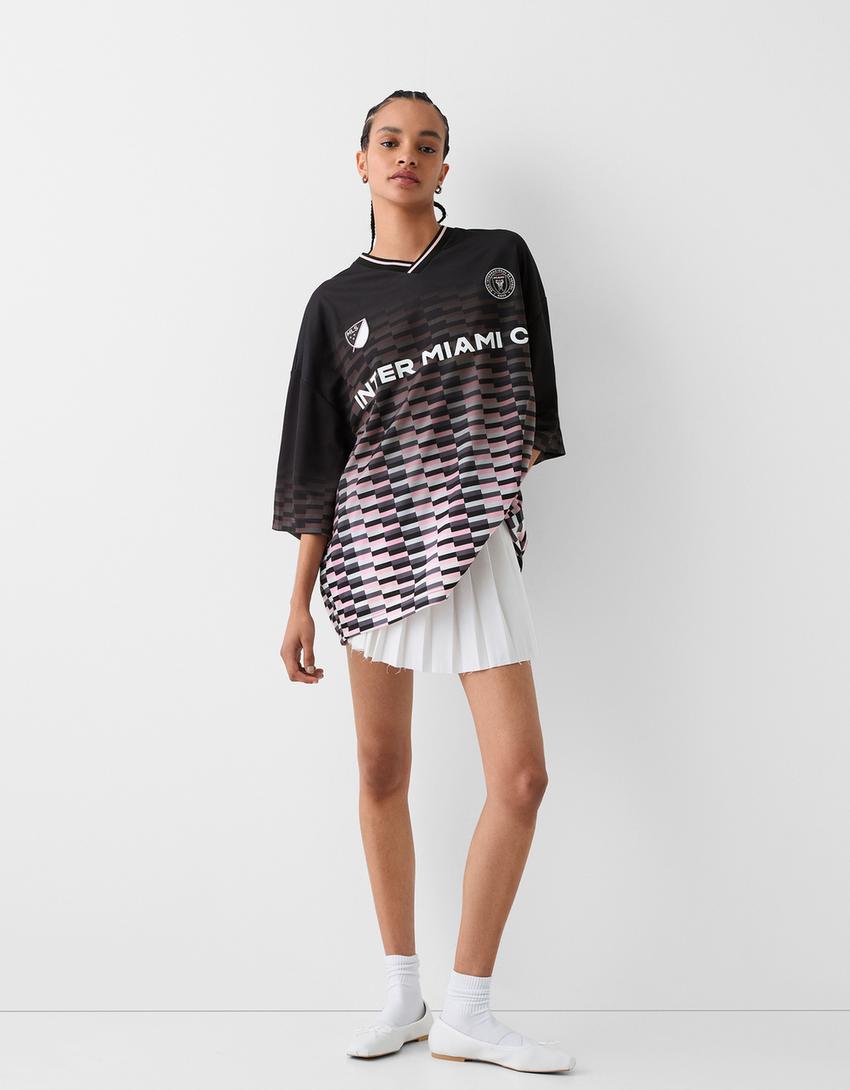Мрежеста фланелка с щампа Inter Miami CF-Черно-1