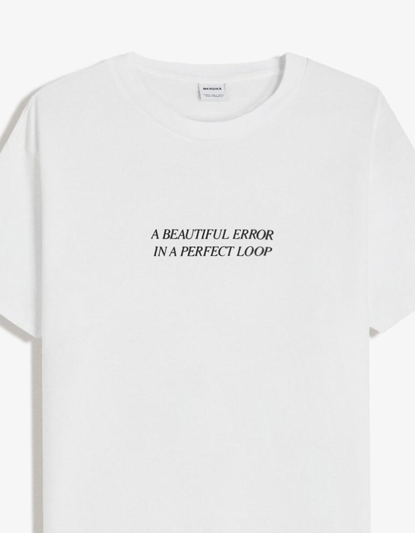 T-shirt manches courtes imprimé-Blanc