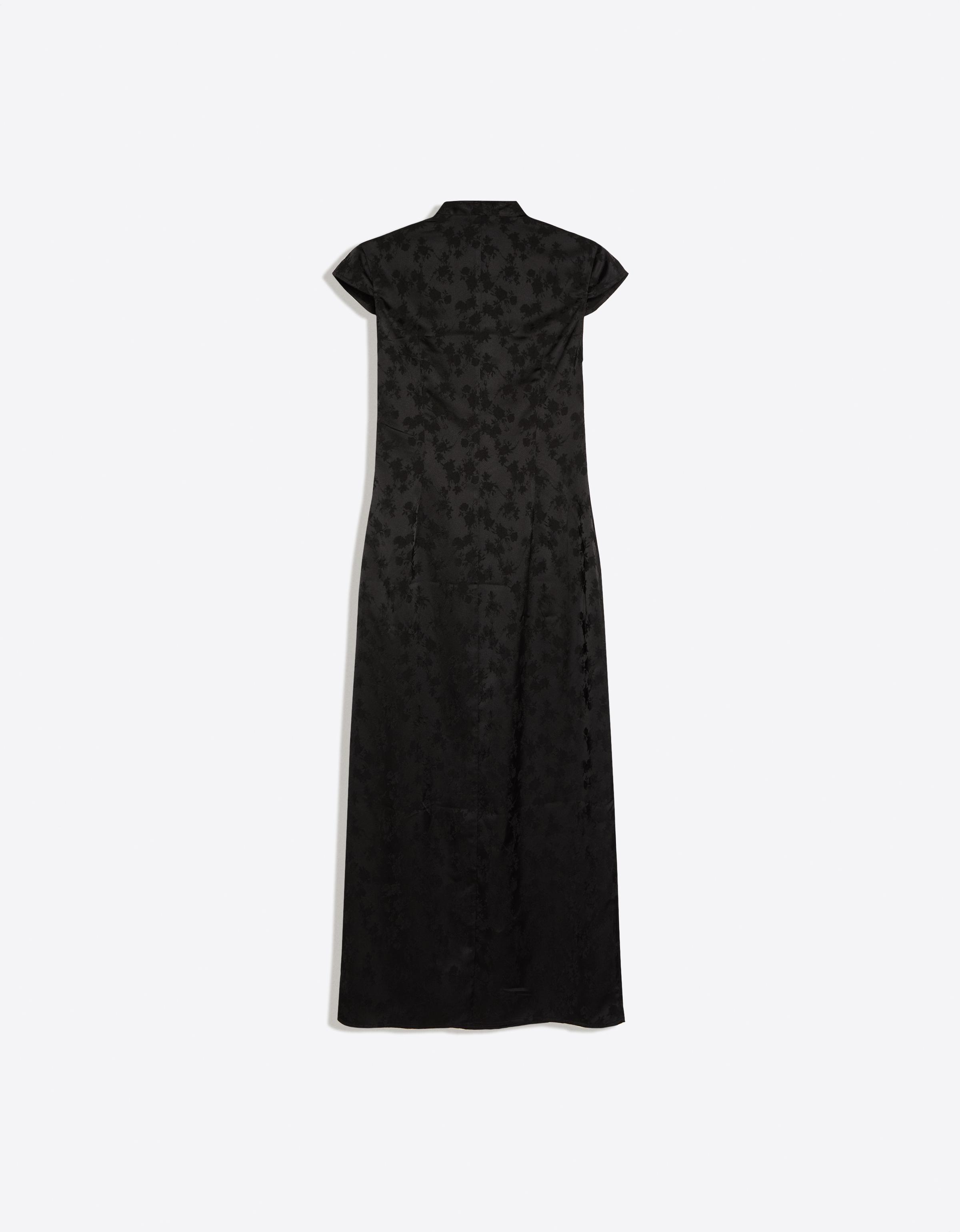 Sateen jacquard midi dress — Black