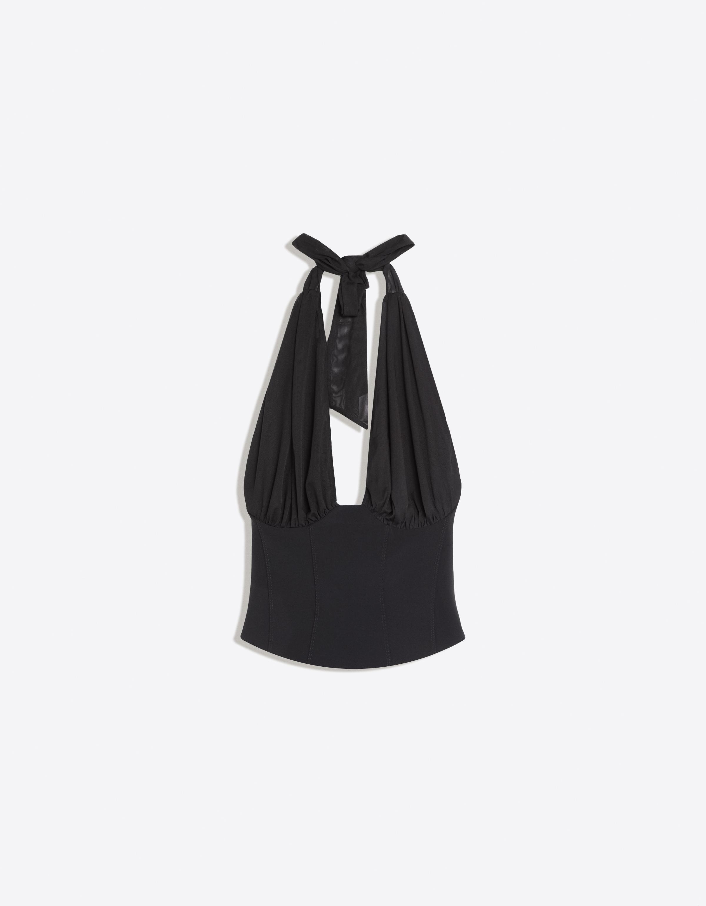 Combined tulle corset top — Black