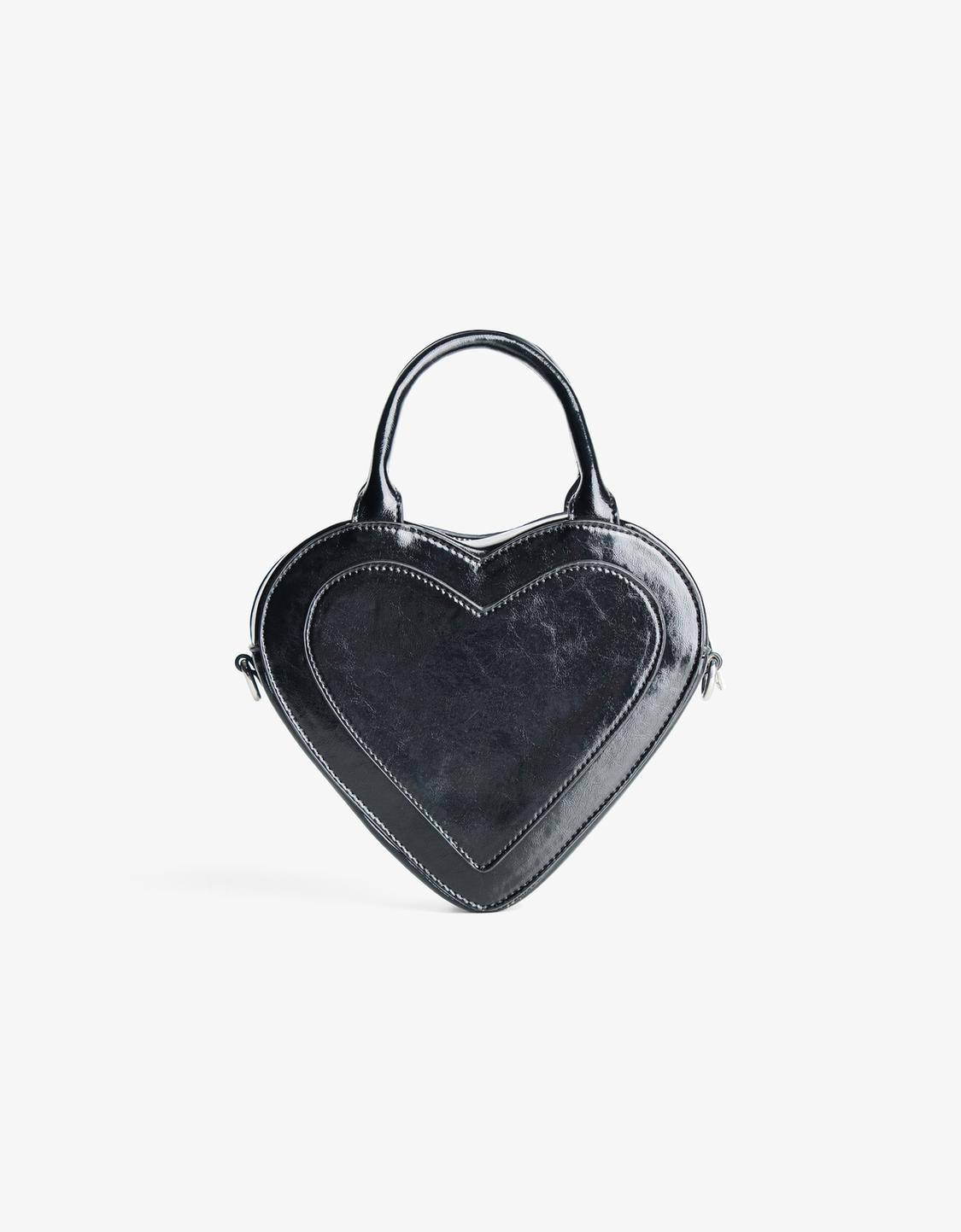 Leather effect heart bag with studs