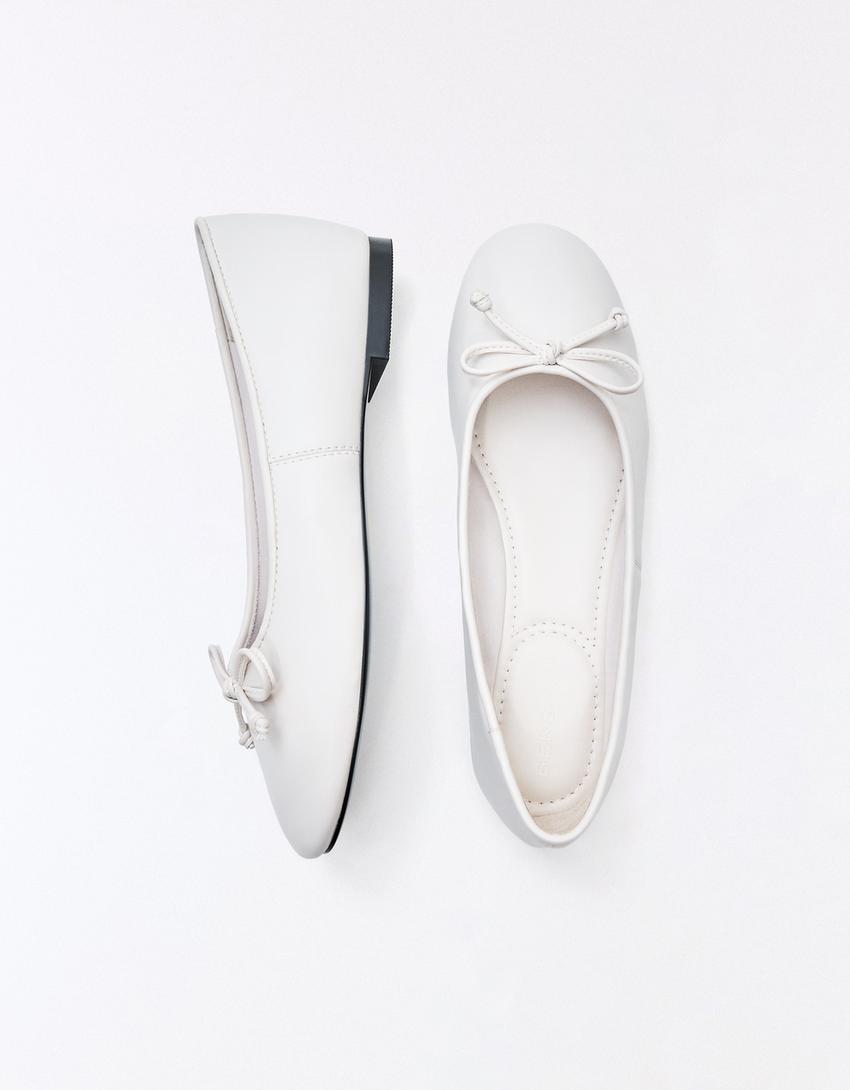 Ballerinas with bow-ECRU