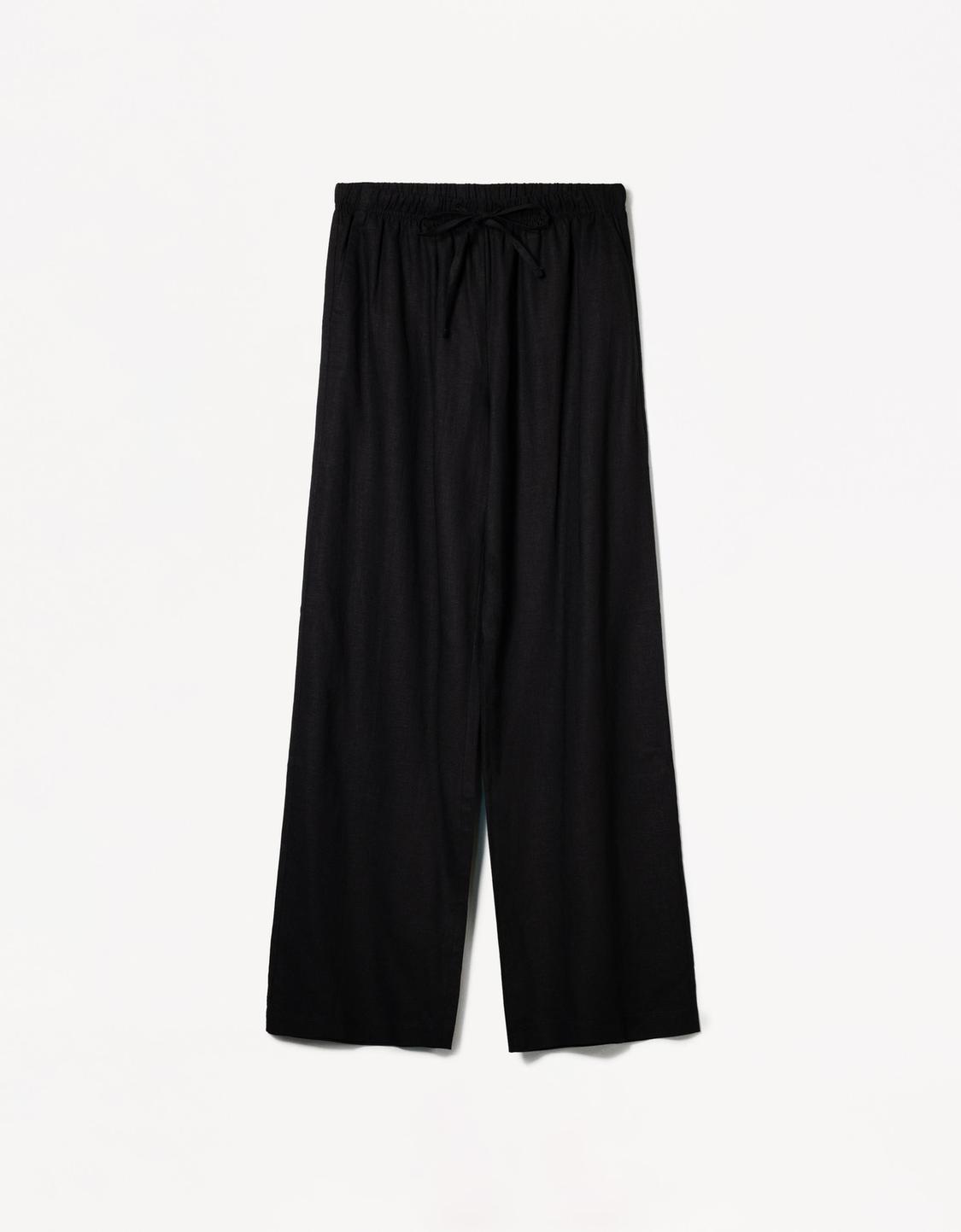 Linen blend trousers with an elasticated waistband