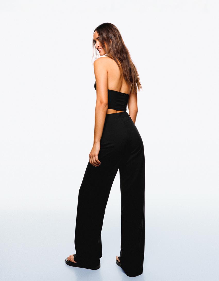 Calças wide leg-Preto-1