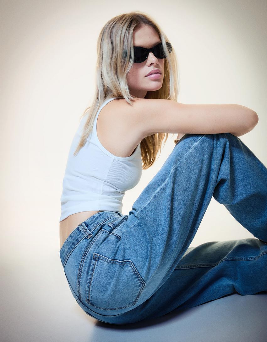 Jeans baggy barrel-Azul lavado