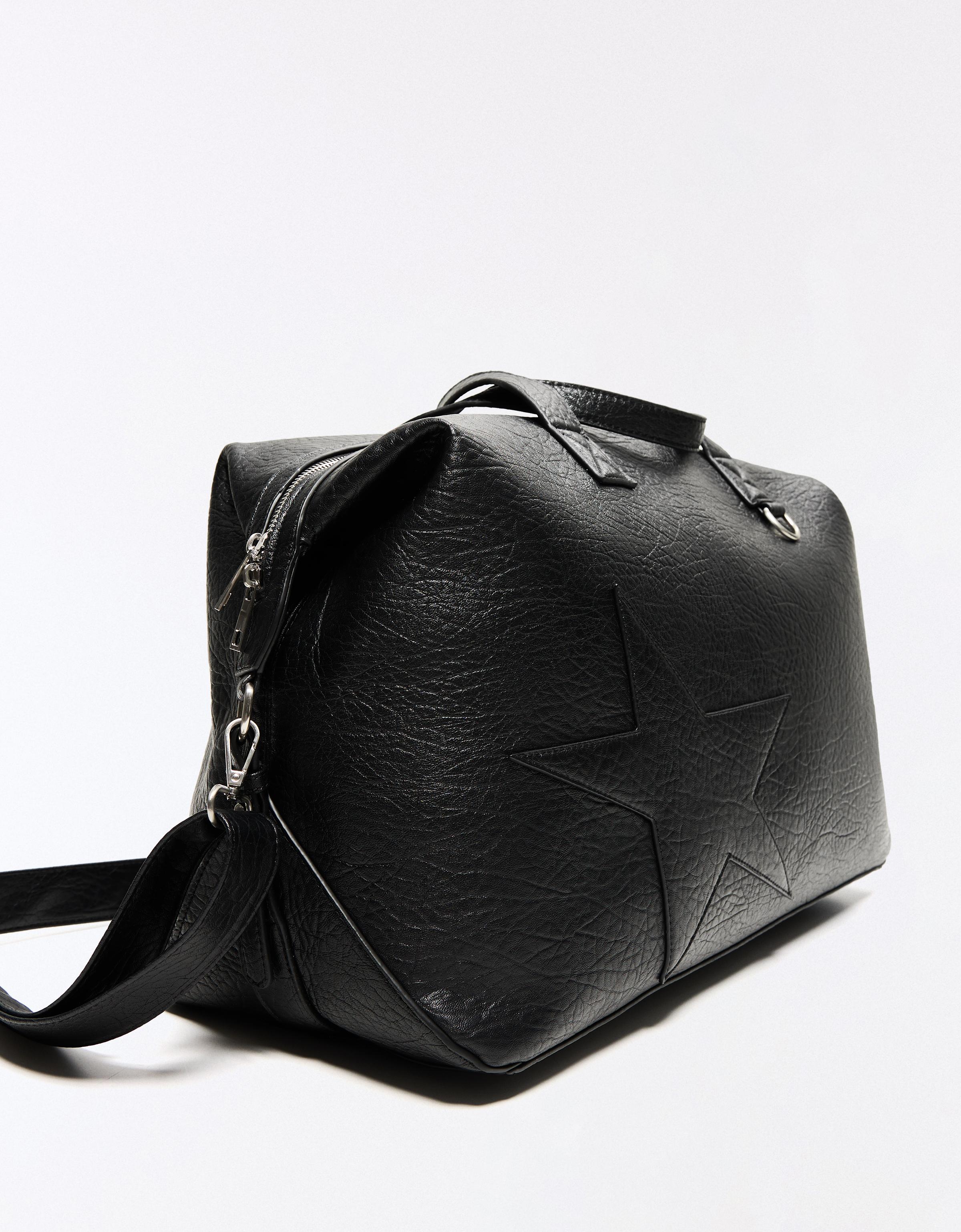 Star leather effect travel bag — Black