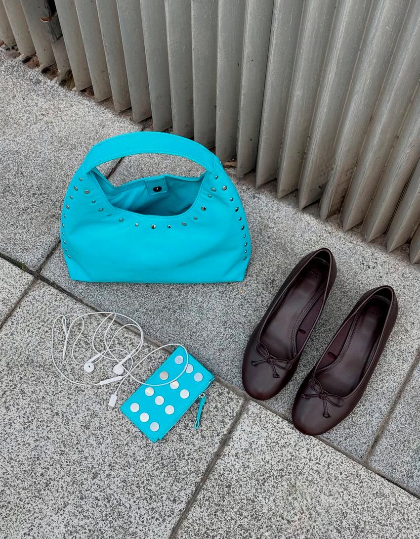 Sac seau clouté-Bleu clair