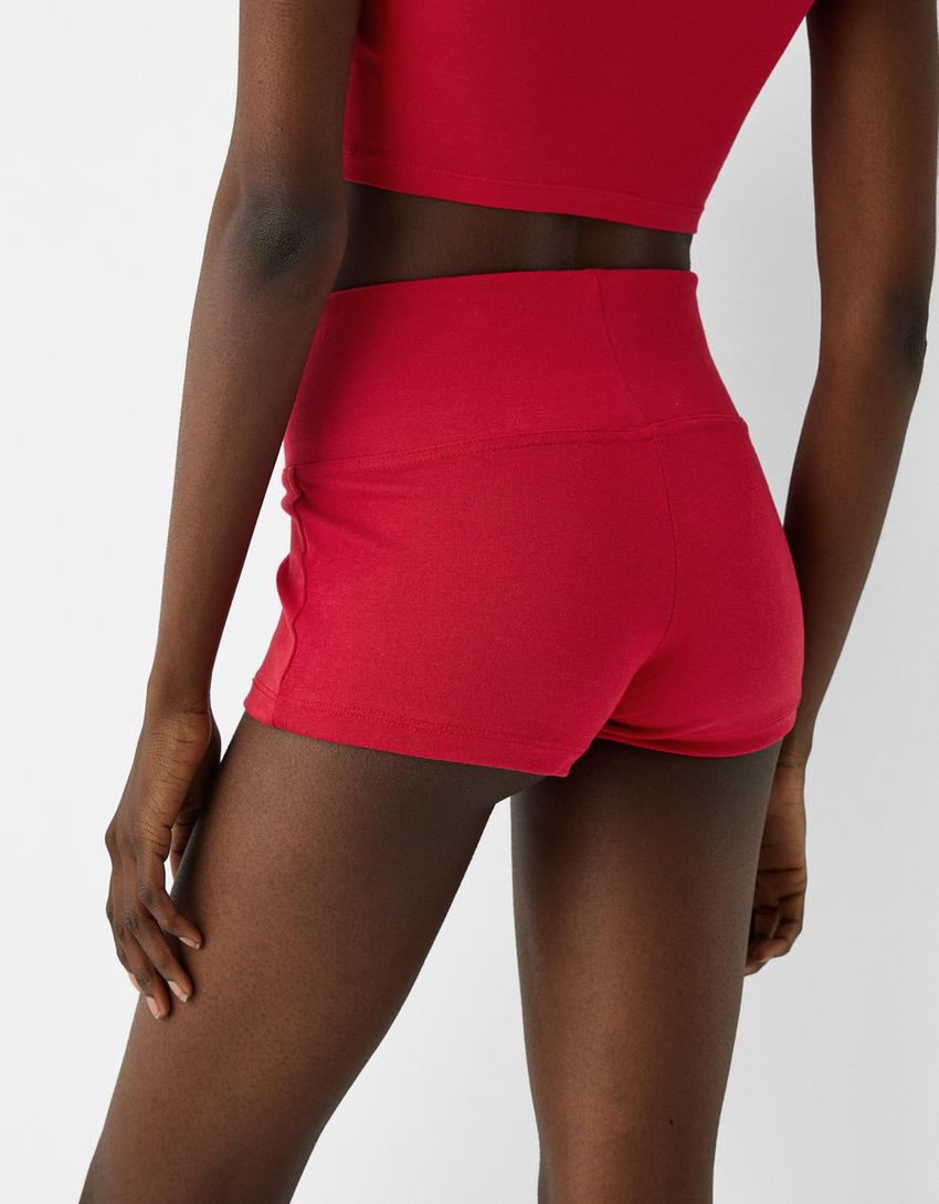 Много къс панталон-Червено-3