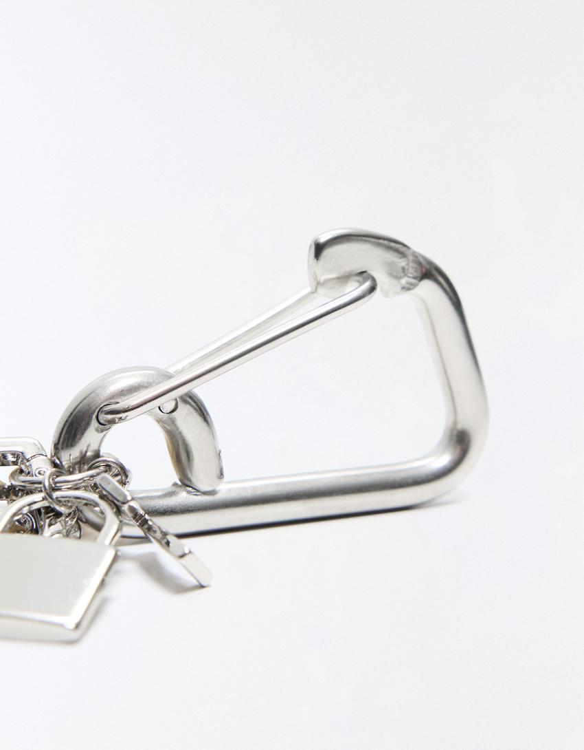 Schlüsselanhänger in Vorhängeschloss-Optik-Silber