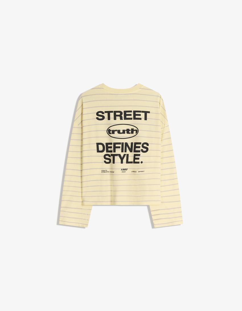 Oversize long sleeve print T-shirt-Yellow