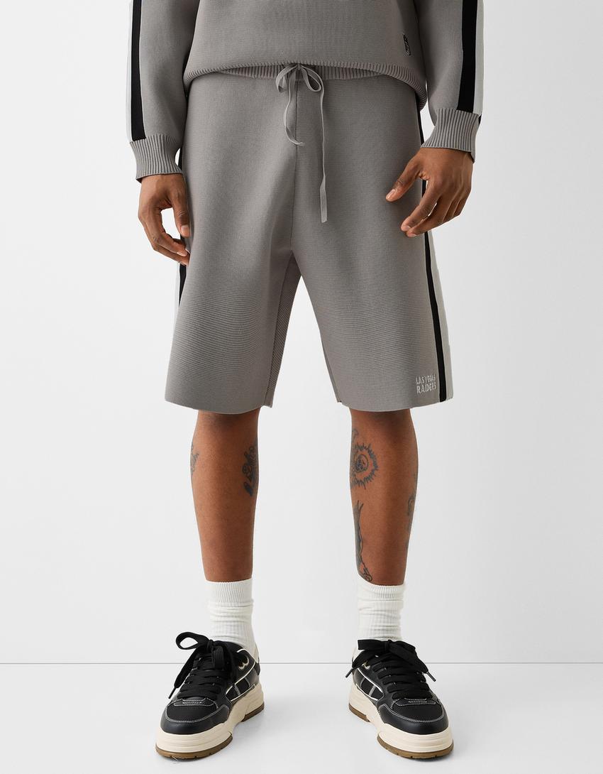 Bermuda NFL broderie imprimé-Gris-1