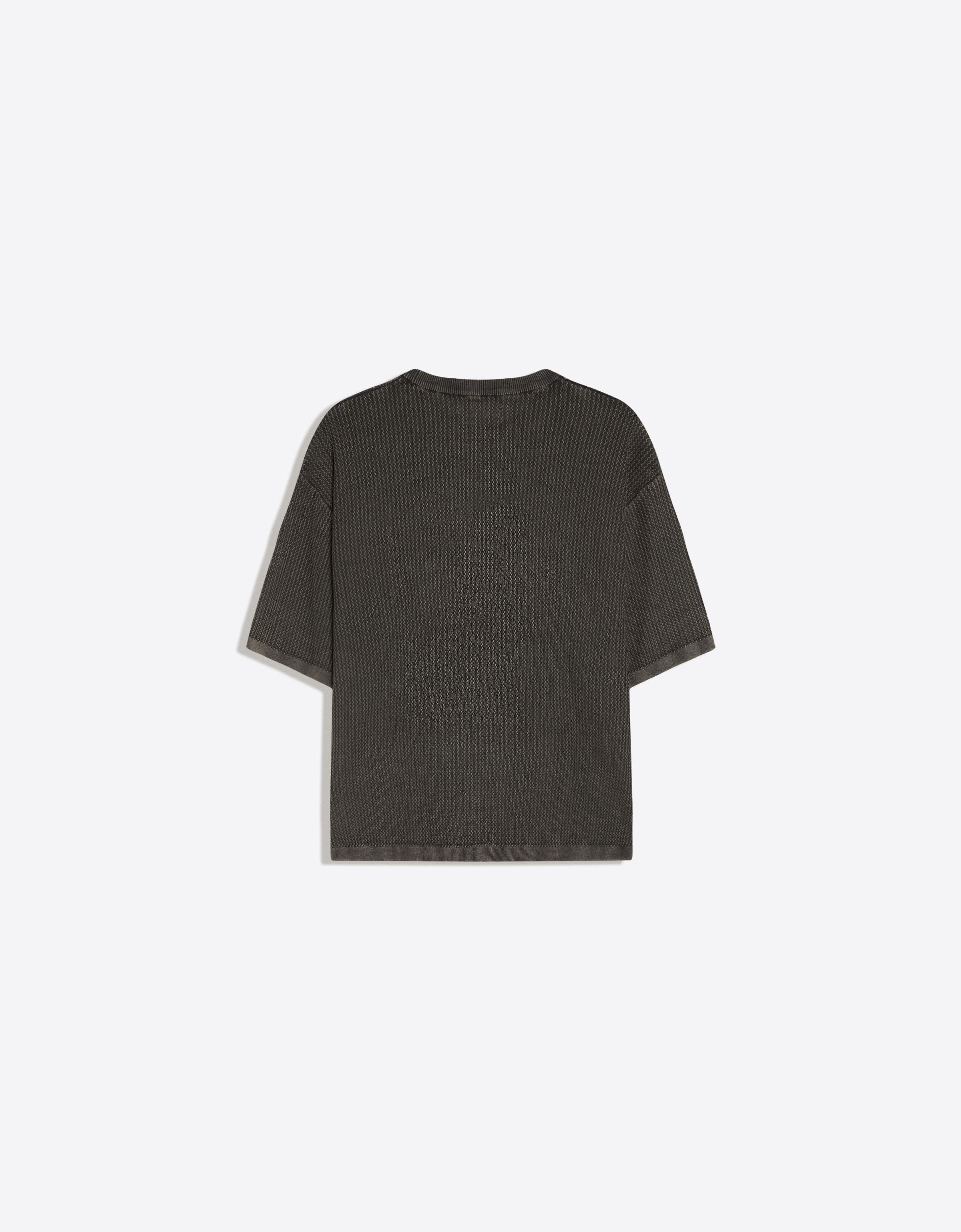 Short sleeve washed-effect T-shirt with patches — Grey