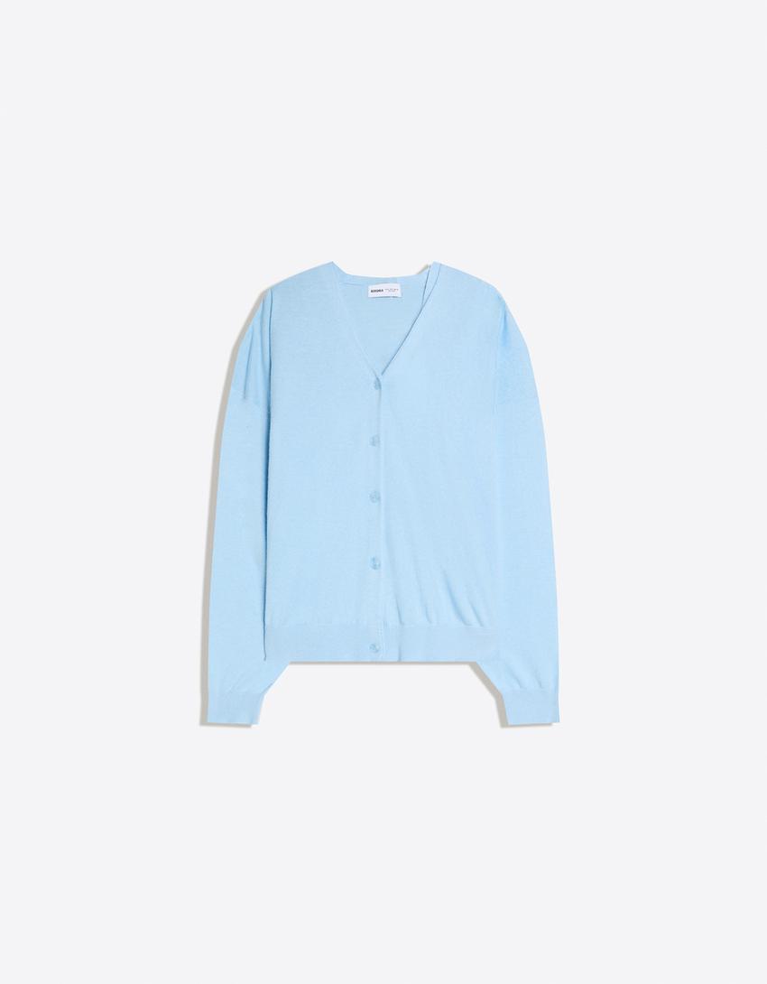 Basic cardigan-Light blue