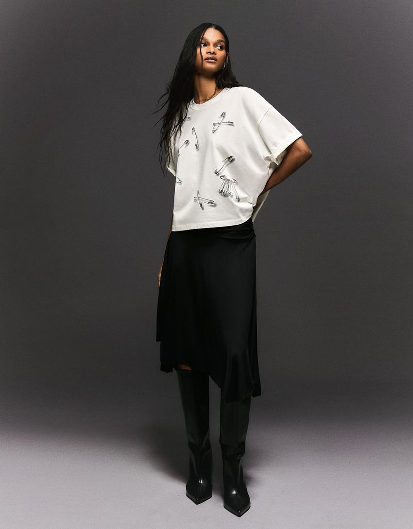 Short sleeve print T-shirt-Off white