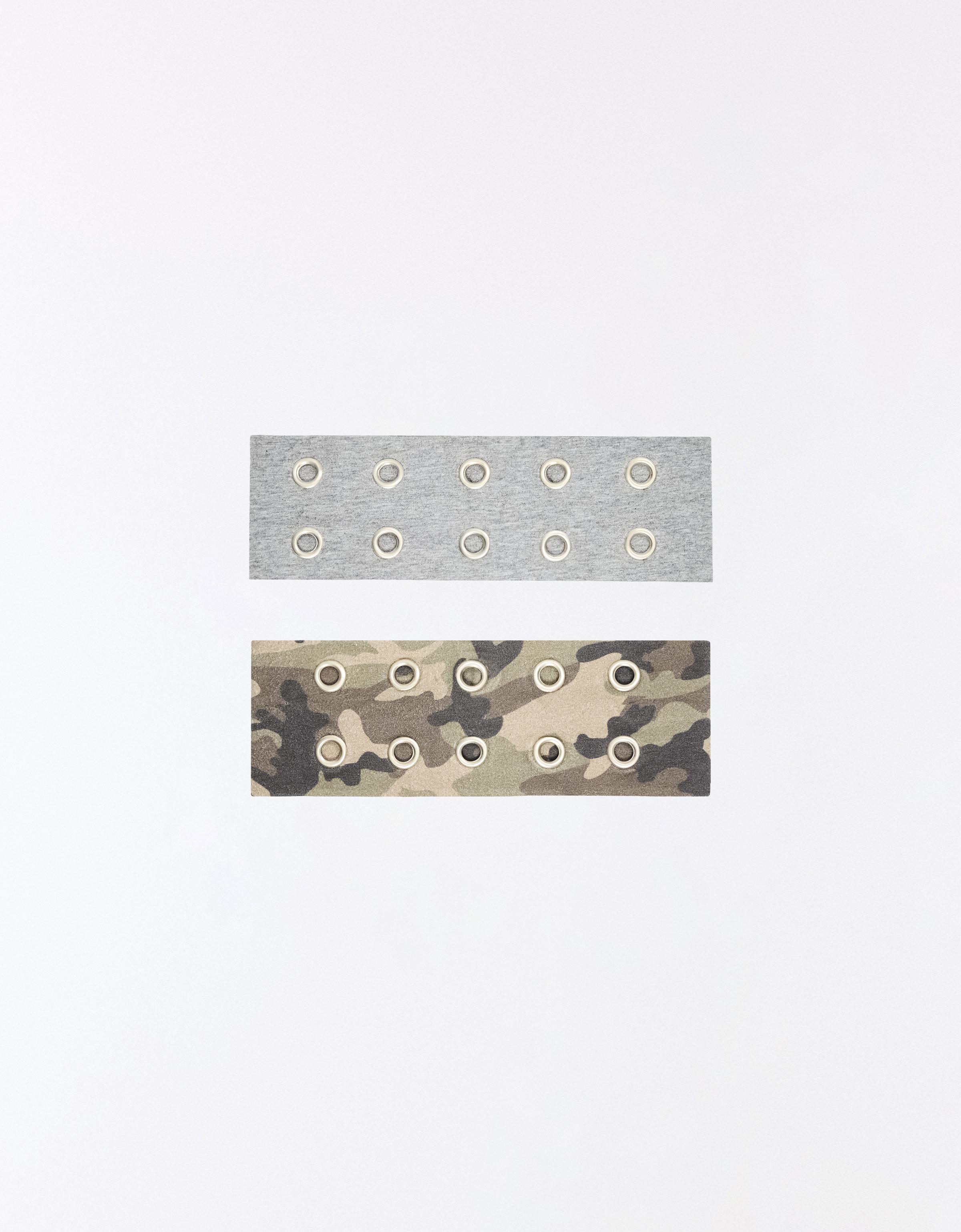 Pack of 2 eyelet headbands — Khaki