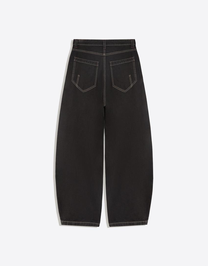 Barrel fit jean-Siyah