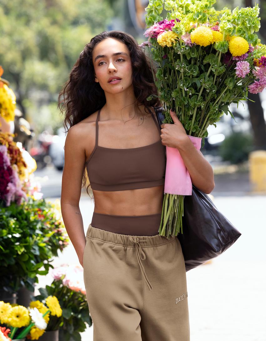 Quick-dry & breathable strappy top-Brown