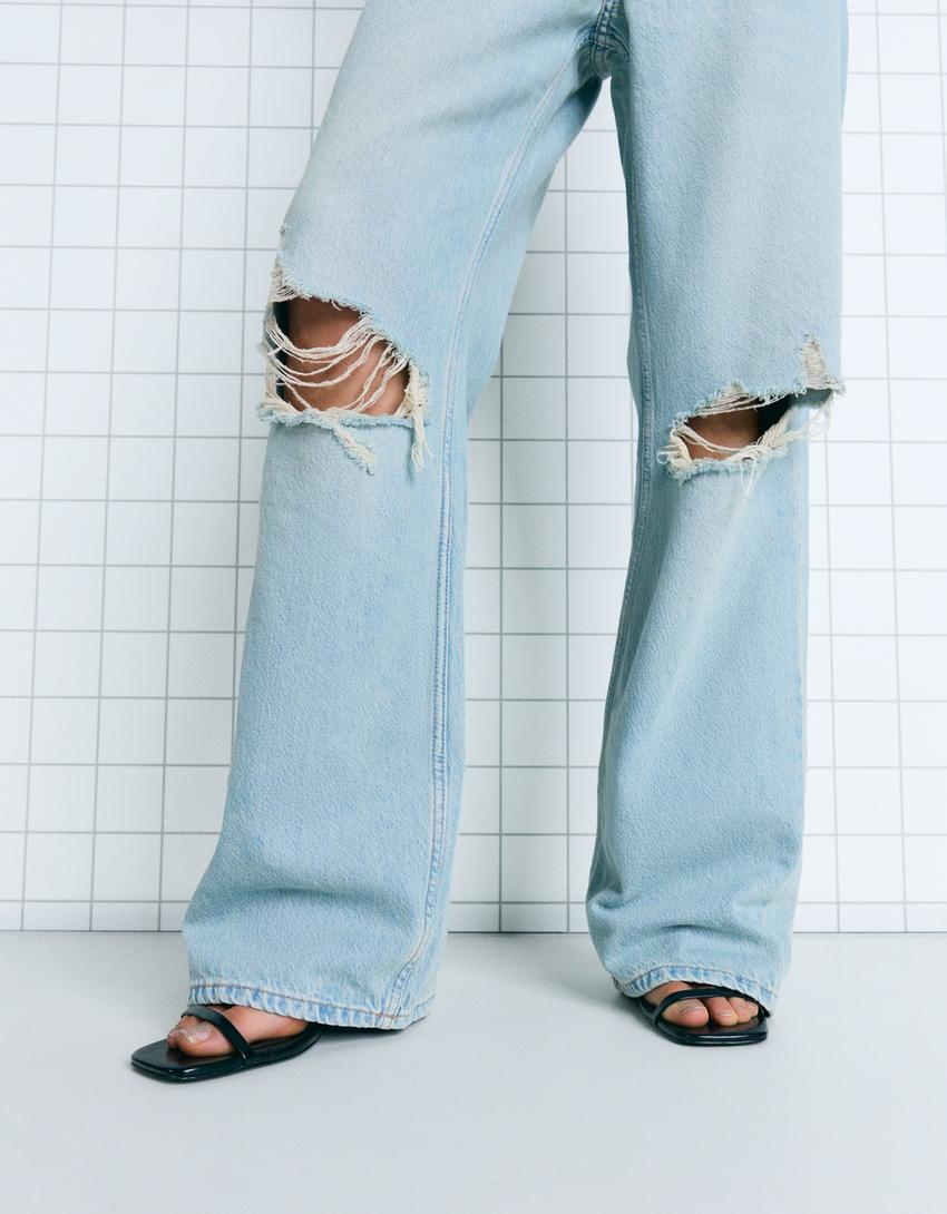 Jeans wide leg rotos-Azul-2