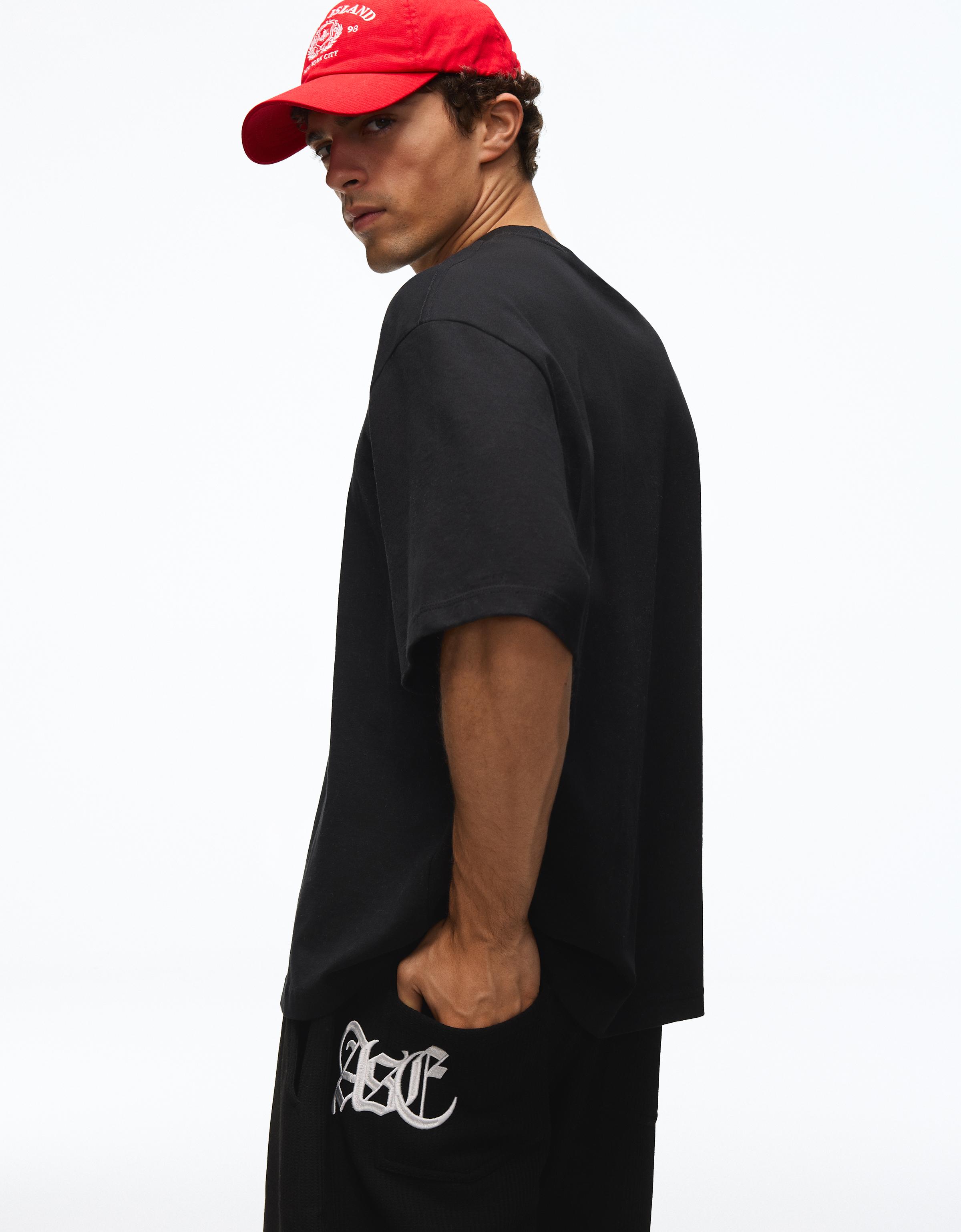 Embroidered waffle-knit balloon trousers — Black
