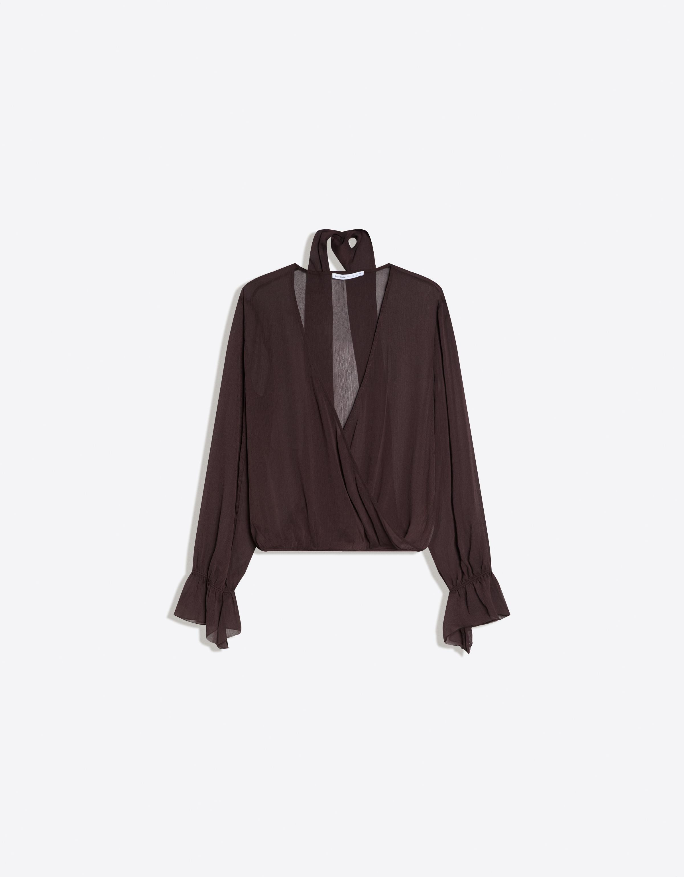 Uzun kollu kruvaze bluz - Görsel 5