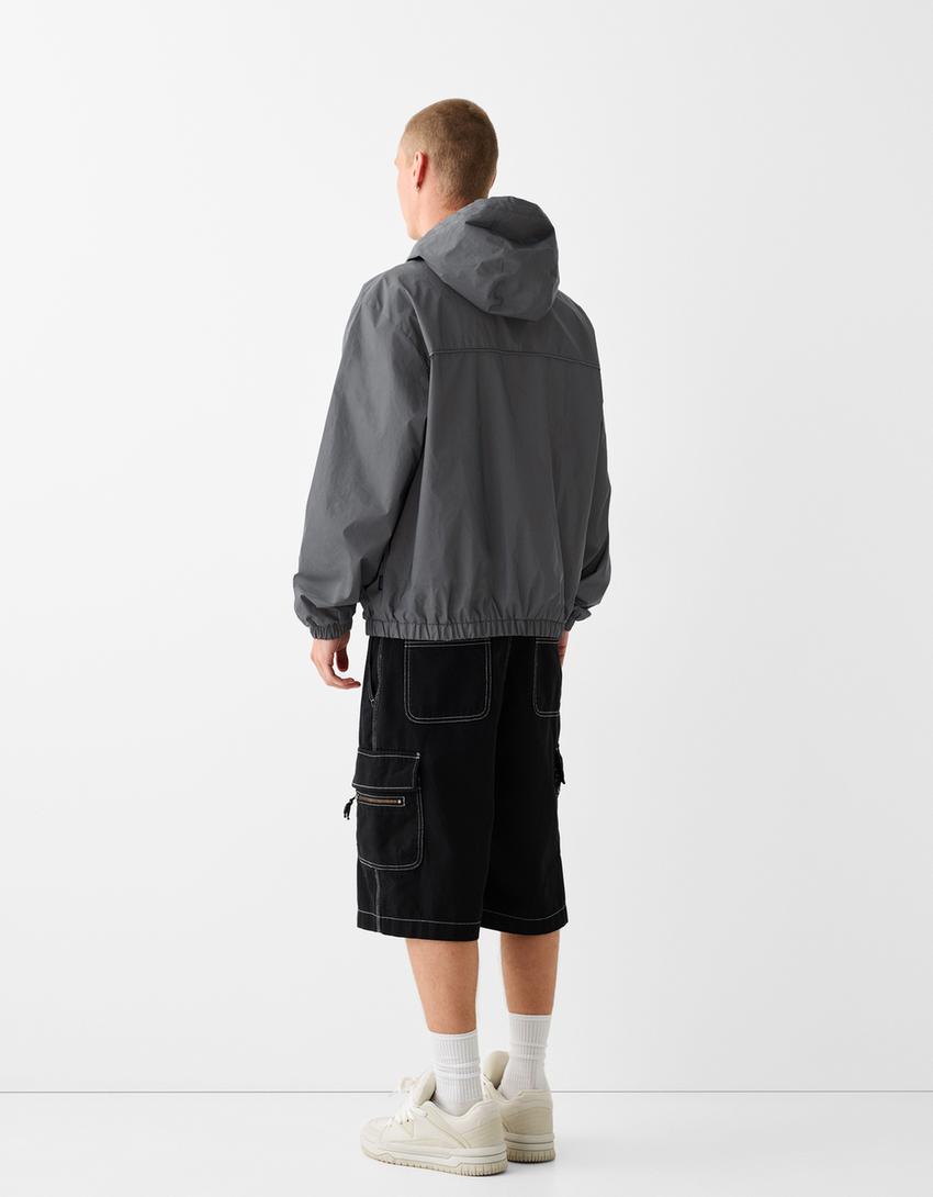 Cazadora ligera capucha-Plata-1