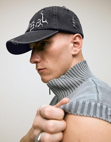 Washed denim cap — Black 1