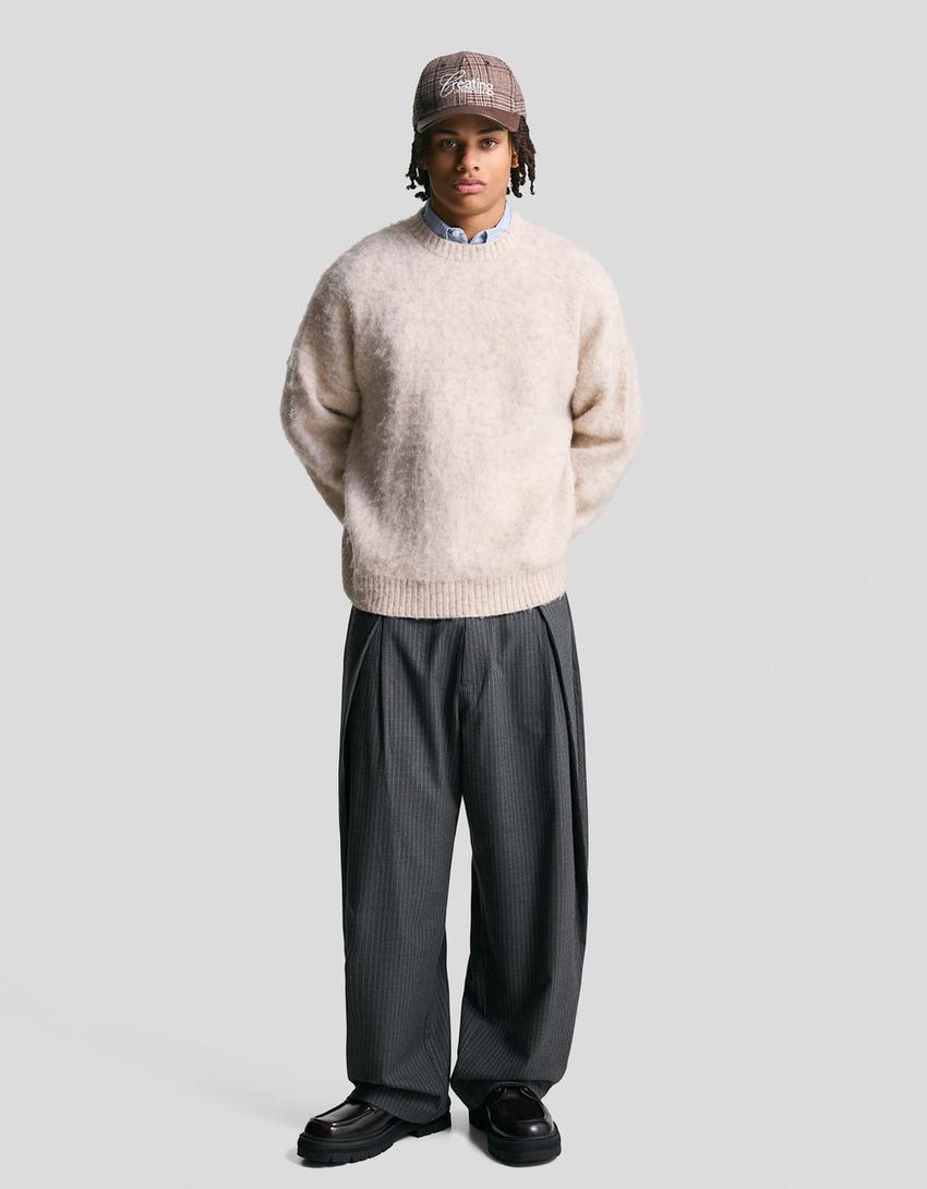 Faux fur sweater-Beige