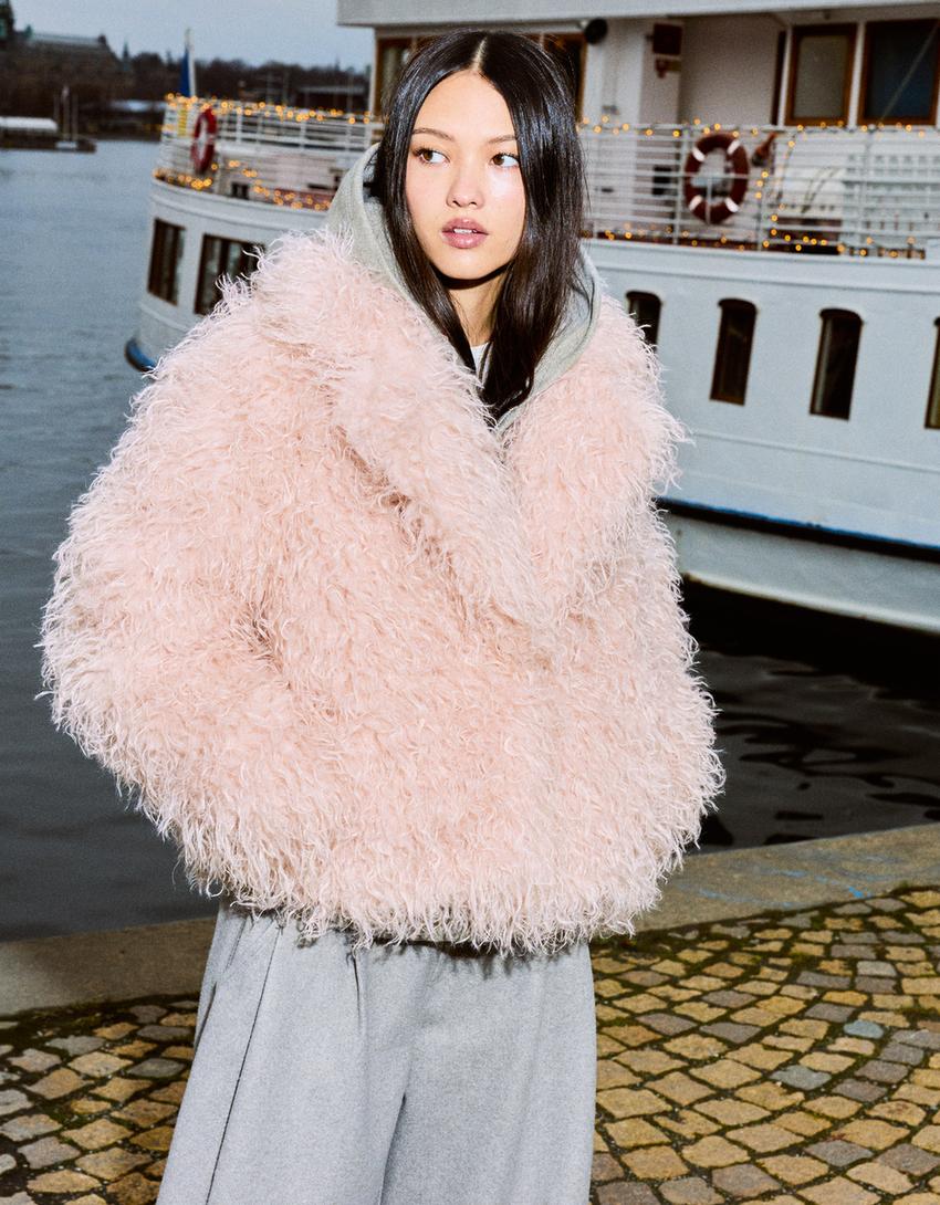 Faux fur jacket-Pink