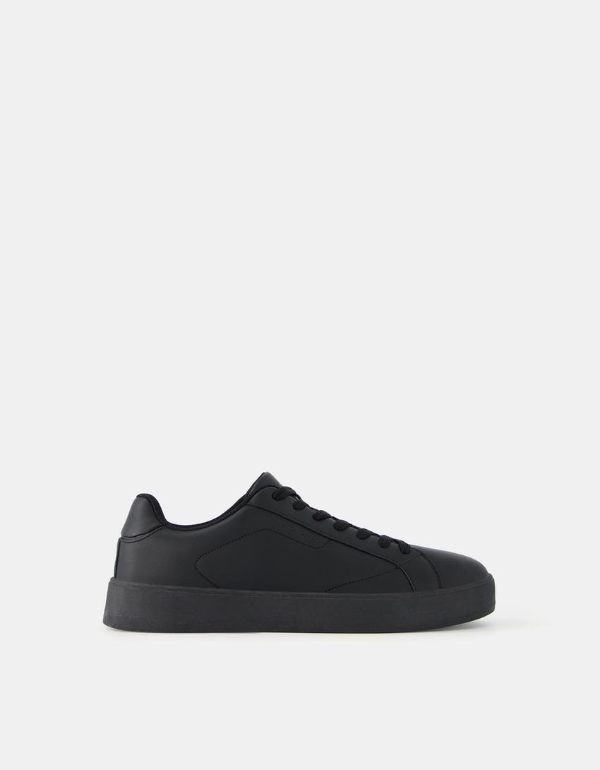 Baskets bi-matière homme-Noir-0
