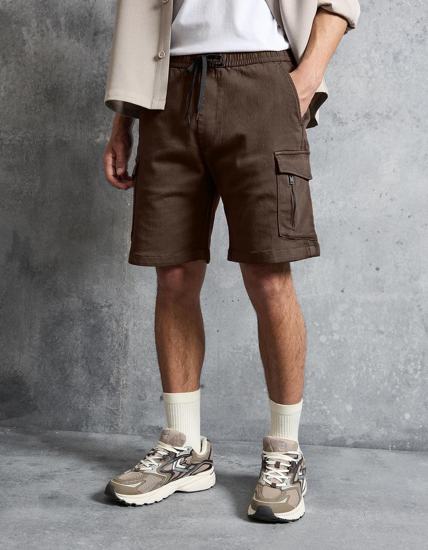 Regular cargo Bermuda shorts-Brown