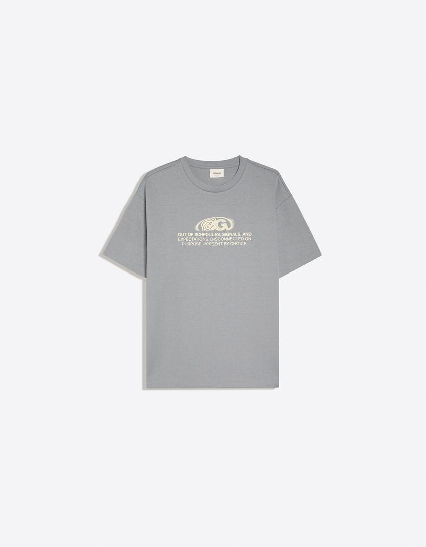Relaxed print T-shirt-Grey
