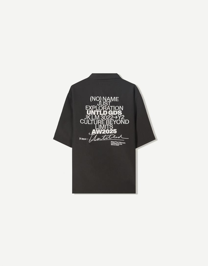 Tailored boxy fit shirt with embroidery-Black-5