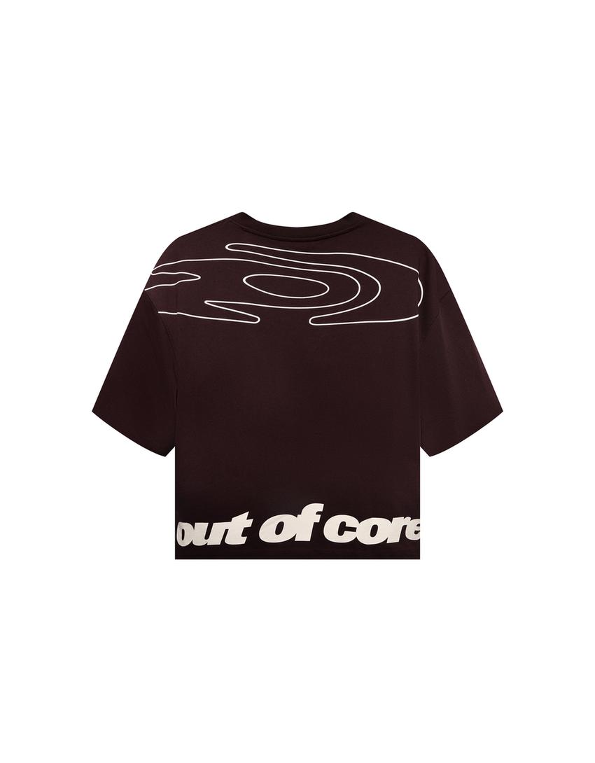 Kortærmet, boxy T-shirt med print fra Out of Core-Brun
