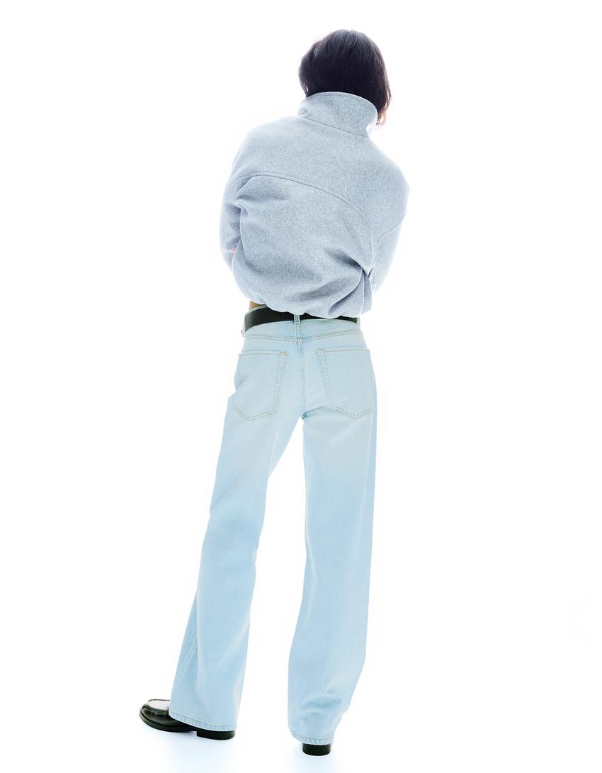 High-waist wide-leg straight jeans-Light blue