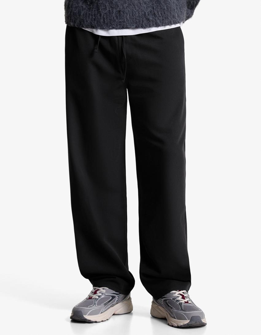 Pantalon straight fit jogger fit tailoring-Noir