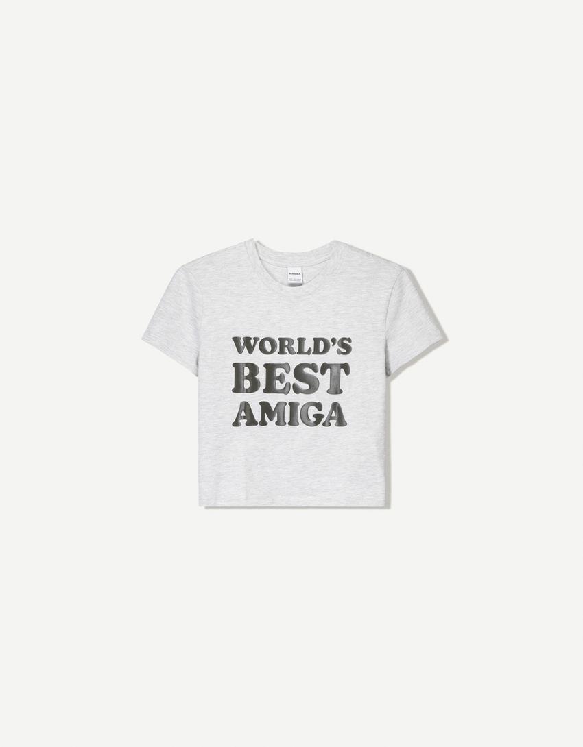 Short sleeve T-shirt with print-Grey-3
