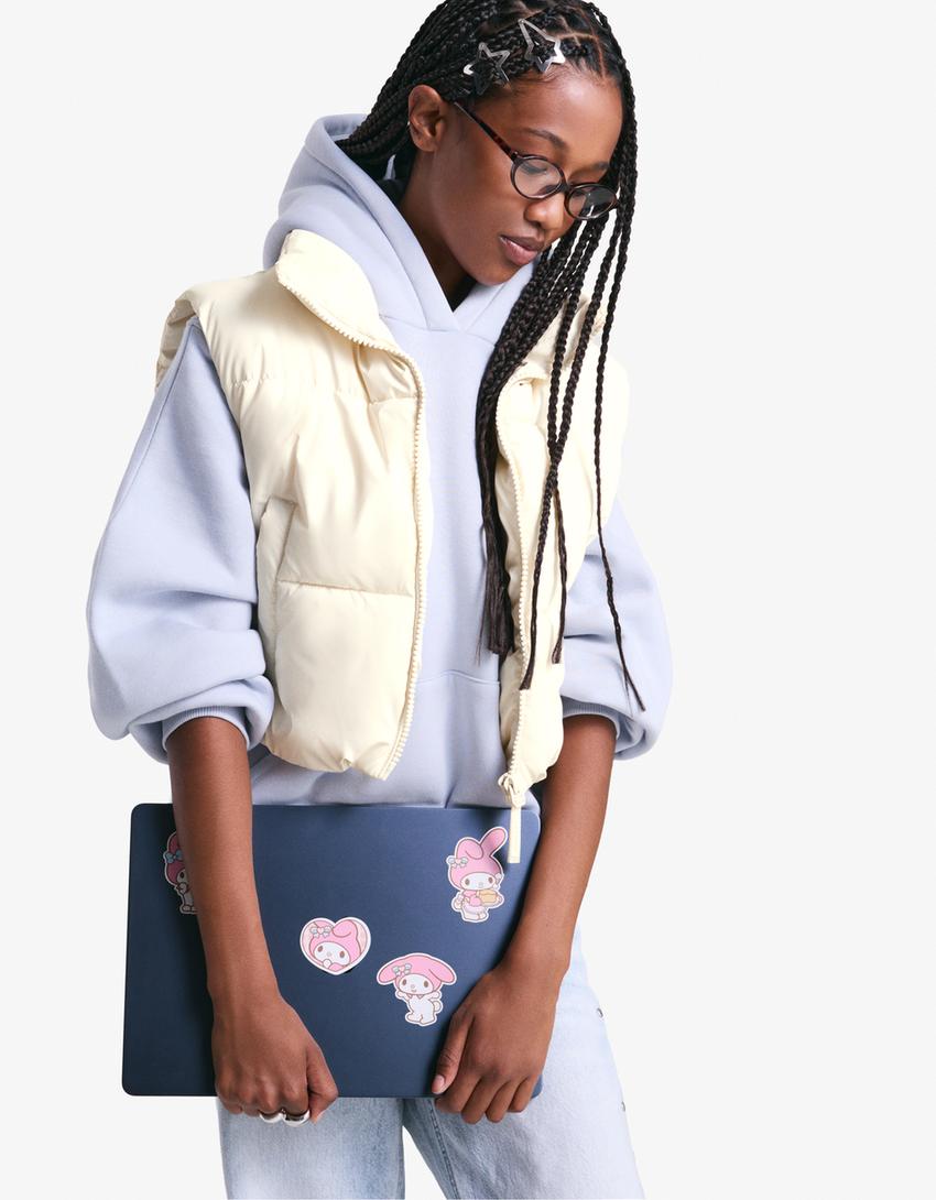 Cropped puffer vest-White-0