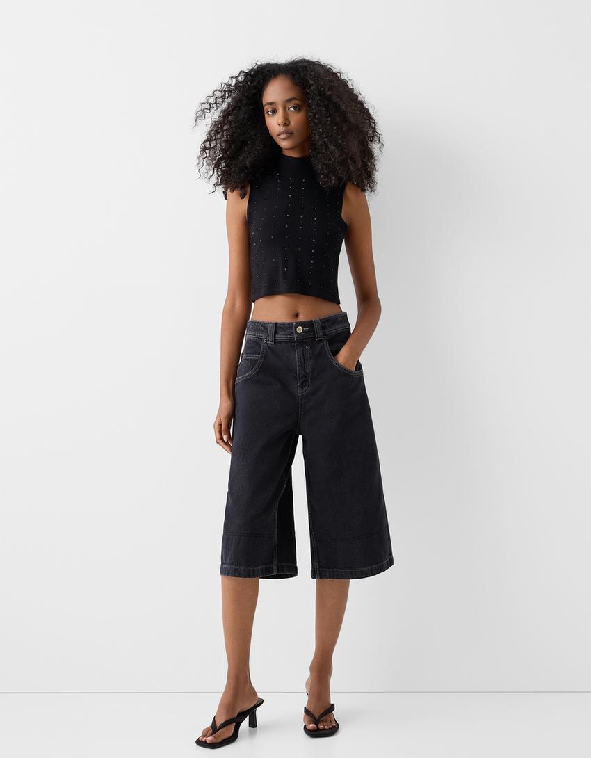 تيشرت بدون أكمام بأحجار الراين-رمادي-3