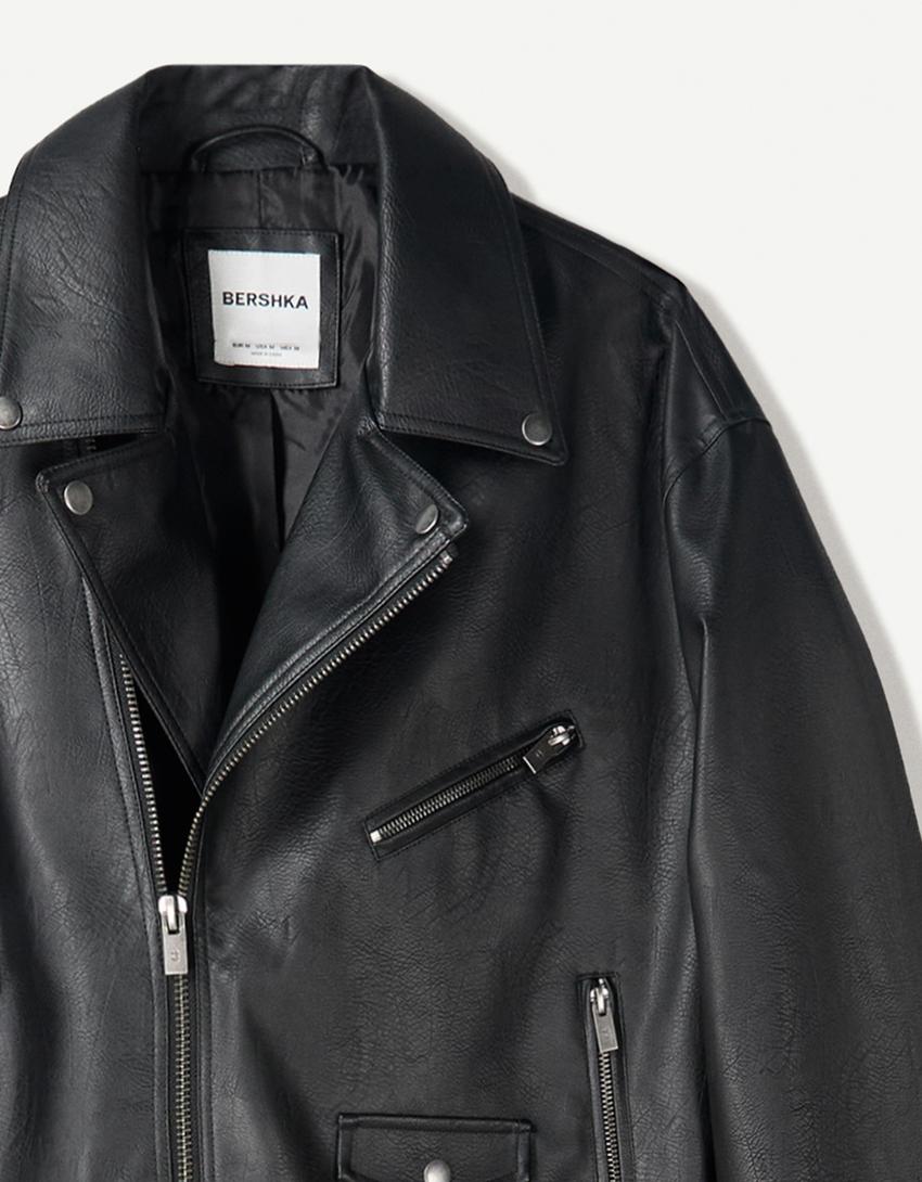 Leather effect jacket-Black