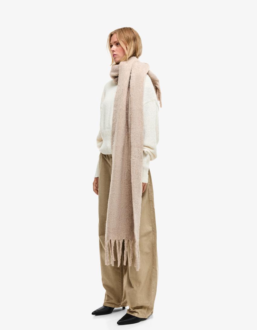 Solid-coloured scarf-Sand